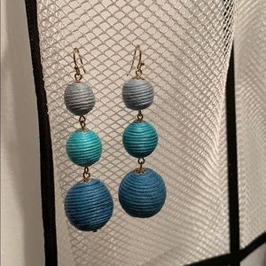 Kenneth Jay Lane Blue Thread Wrapped Ball Earring